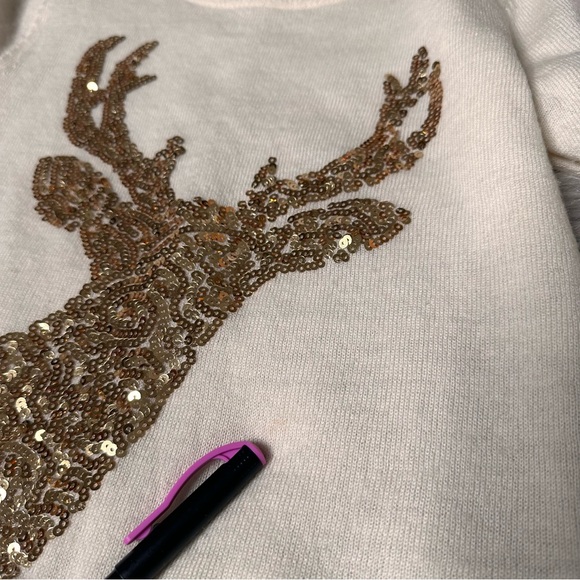 French Connection Wool Sequin Reindeer Sweater XS - Picture 7 of 7